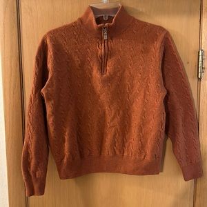 Patrick James Reserve Luxe Blend Wool Cable Knit Sweater Burnt Orange Size Large